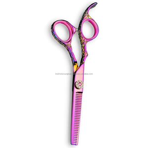 Ciseaux à effiler les cheveux en titane, ciseaux de barbier en acier inoxydable avec repose-doigts fixe pour salon, vente en gros OEM ODM - Product Image 3
