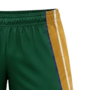 Unisex Green Gold Sublimated Netball Shorts Polyester <b>Athletic</b> Team Sports Wear Lightweight Training Match Clothing - Product Image 3