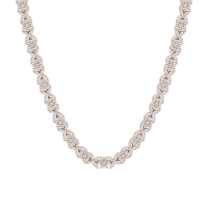 Bijoux fins exquis 18k or massif Marquise Lab Grown Diamond Floral Design Cluster Tennis chaîne collier pour femmes en vrac - Product Image 1