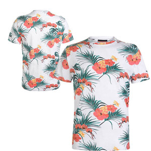 Camiseta de Manga Corta con Estampado Floral para Hombre, Cuello Redondo, Corte Regular, Algodón, Estilo Casual, Transpirable, Diseño Personalizado - Product Image 1