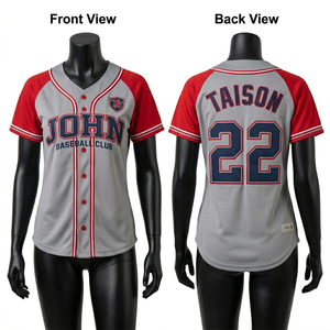 Camiseta de Béisbol para Mujer, 180 GSM, Poliéster Premium Transpirable, Rayas Teal, Mangas en Contraste Color Granate, Logotipo Personalizado por Sublimación - Product Image 4