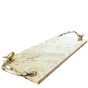 Plateau de service rond en métal de qualité supérieure avec poignées, design attrayant, plateau de service pour le thé, accessoires de cuisine - Product Image 2