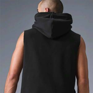 Gilet à capuche sans manches pour homme, couleur unie, coupe décontractée, respirant, en coton French Terry, pour l'automne, style athlétique moderne - Product Image 4