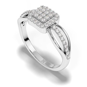 แหวนทองคำขาวแท้ 10K 14K 18K ประดับเพชรแล็บโกรว์ทรงกลมเจียระไนบริลเลียนท์ ดีไซน์ทันสมัย สวยหรู ของขวัญเครื่องประดับชั้นดี - Product Image 1