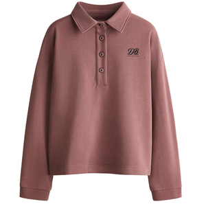 Sweat-shirt à col pour femme, pull en molleton décontracté à manches longues, haut chaud à col rond, broderie de logo personnalisée, vêtements de sport tendance - Product Image 1