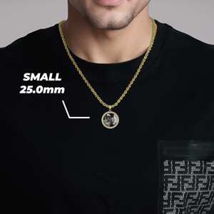 Gold Plated Double Sided Round Circle Diamond Border Photo Pendant Charm for Boy Men Women Personalized <b>Memory</b> Jewelry - Product Image 4