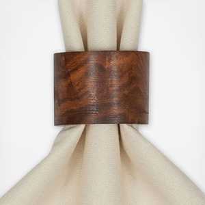 Anneaux de serviette de table en bois, design indien, durables, ronds - Product Image 1