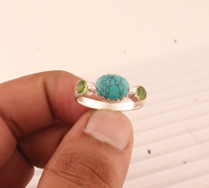 Wholesale 925 Sterling Silver Amethyst Three Stone Oval Cabochon Gemstone <b>Ring</b> Classic Party <b>Crown</b> Bezel Setting Women Fine - Product Image 3