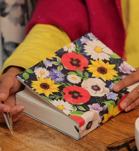 Diario hecho a mano de cuero suave con diseño de amapolas y girasoles, cuaderno – Regalo para escritores - Product Image 4