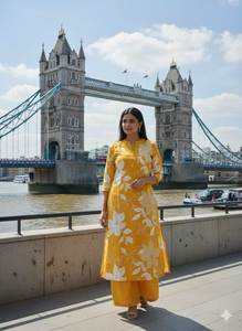 Conjunto de Kurtis/Kurta 100% algodón con un hermoso diseño de cuello y corte recto, bordado sofisticado y elegante, ideal para el uso diario. - Product Image 6