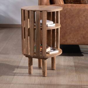 Vandana Crystal Sense <b>Round</b> slatted acacia <b>bedside</b> <b>table</b> with 2 niches Latura - Product Image 2
