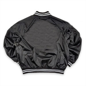 Men's Varsity Jacket <b>Red</b> Satin Customized Stand Collar Casual Style Plain Dyed Technics for Winter Use New Arrival - Product Image 5