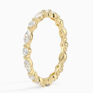 Anillo Minimalista con Diamantes Redondos y Marquise Engastados en Bisel - Product Image 1