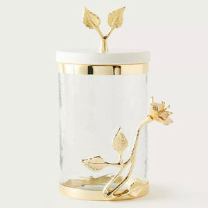Nouveauté : Pot de rangement en verre transparent fait main, design branche d'arbre, conteneur rond, boîte métallique, best-seller - Product Image 4