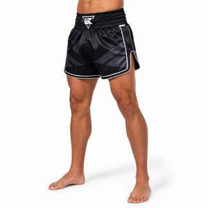 Shorts de boxeo Muay Thai negros para hombre, con estampado por sublimación, transpirables, para MMA, de corte regular, para adultos. - Product Image 2