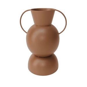 Vase en métal abstrait minimaliste, couleur terre cuite rustique, vase à fleurs en fer, décoration artisanale de table, pots décoratifs pour fleurs séchées - Product Image 1