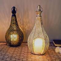 Décoration du Ramadan, porte-bougie en forme de larme fait à la main, écologique, en métal noir vintage, lampe creuse