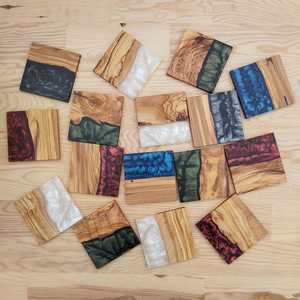 Elegant Handmade Wooden <b>Epoxy</b> <b>Resin</b> <b>Table</b> Coaster Set Durable Beverage Coasters for Modern Home Decor and Dining Accessories - Product Image 2