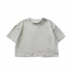 เสื้อยืดสไตล์วินเทจพิมพ์ลายโลโก้ตามสั่ง เนื้อผ้าหนา ทรงโอเวอร์ไซส์ สำหรับผู้ชาย แบบครอป - Product Image 6