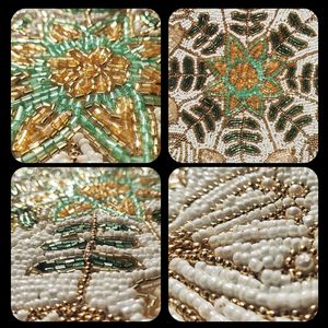 Embroidered Floral Table Runner Traditional Home Decor Washable Beige Brown Pattern - Product Image 4