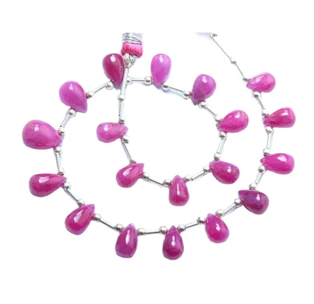 Natural Ruby Sapphire Smooth Beads Drops Shape 9 Inch