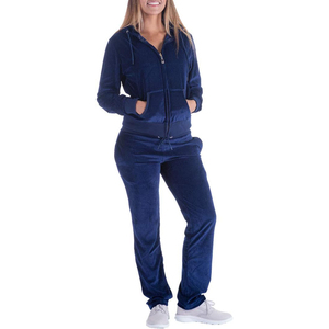 Conjunto de Chaqueta y Pantalones Deportivos con Puños, Material Suave y Afelpado, Dos Bolsillos, Cintura con Cordón, Chándal de Velour - Product Image 2