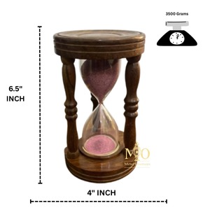 Sablier en bois fait main, minuterie de cinq minutes, décoration de bureau rustique, horloge à sable en bois vintage, accessoire de table de bureau classique, pour la maison - Product Image 3