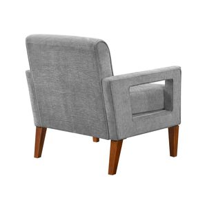 Poltrona Moderna 1 Pezzo per Soggiorno, Rivestimento in Ciniglia Grigia con Molle Insacchettate, Gambe in Legno Massello, Arredamento - Product Image 5