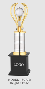 Trofeo de Metal Modelo 807 B C, Premio Deportivo, Base de Vidrio Grabada con UV, Acabado Pulido de Cobre Ecológico y Duradero, 11, 12.5, 14 Pulgadas - Product Image 3