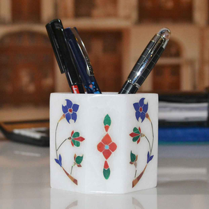 Organizer Marble <b>Pen</b> Holder for Stationery Bathroom Office <b>Pen</b> Holder Flower Design Promotinal <b>Pen</b> Holder Top Price - Product Image 5