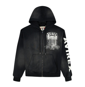 Sudadera con capucha de algodón lavado vintage con cremallera completa, efecto desgastado, logotipo personalizado, estilo urbano, sudadera pesada OEM - Product Image 1
