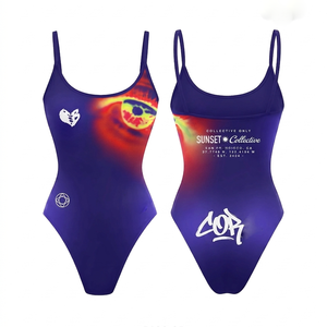 Women Bathing Suit Premium Polyester Spandex Purple Print Halter Tie Side <b>String</b> Custom HeatTransfer Logo women for Bathing Suit - Product Image 4
