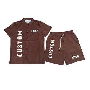 Nuevo Conjunto de Verano para Hombre, Camisa y Pantalones Cortos Estilo Varsity con Botones, Ropa Deportiva Hip Hop - Product Image 6