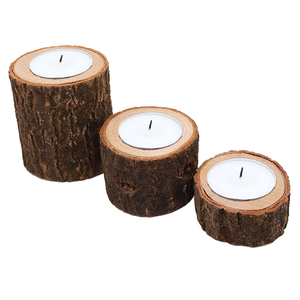 Wooden Bark Stand Candlestick for Home Decor Wedding Decoration and Christmas Festivities Elegant Wood <b>Candle</b> Holders - Product Image 1