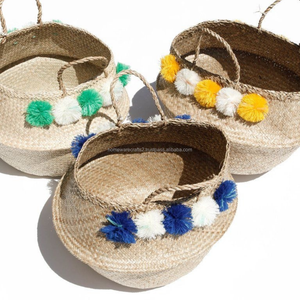 Panier en jonc de mer durable, panier en paille fait à la main pour le rangement du linge ou l'exposition de plantes, fabricant en gros - Product Image 5