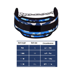 Weightlifting Dip <b>Belt</b> <b>Blue</b> Camo Adjustable Waist Support with Chain Hook Loop Gym Training - Product Image 5