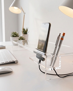 Modern Clear Acrylic Monitor <b>Stand</b> Customizable & for Ergonomic Solution for Organizing Your Desktop Boosting Productivity - Product Image 2