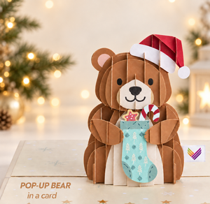 Christmas Pop Up Stand Decorate Bear With Love Theme Handmade New Year Gift Handmade Greeting <b>Card</b> Papercraft - Product Image 2