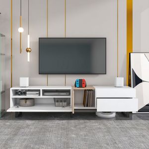 Mobile TV Moderno per TV da 80 Pollici, Consolle Multimediale con Doppio Spazio di Archiviazione e Sportello a Ribalta per Soggiorni - Product Image 3