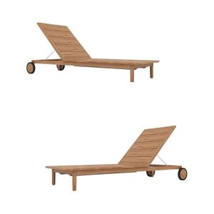 Chaises longues d'extérieur en bois à roulettes, mobilier de jardin de luxe, style nordique, pour villa, patio, balcon, chaise longue imperméable - Product Image 3