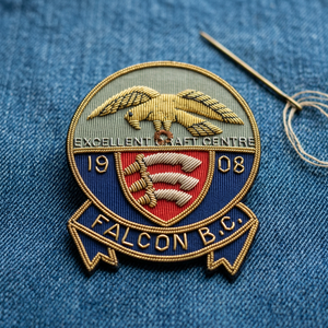 Falcon B.C. 1908 Embroidered Circular <b>Sew</b>-On Badge Style Fabric Patch for Garment - Product Image 4