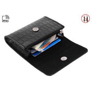 Genuine Leather Ladies RFID <b>Wallet</b> Black Crocodile Embossed Leather Clutch Women Purse Card Holder <b>Wallet</b> Wholesale Manufacturer - Product Image 5