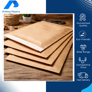 Fabriqué en Inde, emballages de courrier de qualité supérieure, recyclables et écologiques, enveloppes en papier kraft personnalisables à une face. - Product Image 3