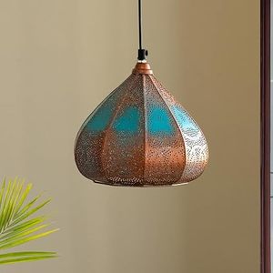 <b>Copper</b> <b>Lantern</b> Pendant Light Teardrop Shape Perforated Metal Home Decoration Durable Design - Product Image 2