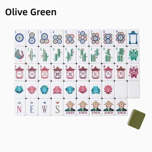Juego de Mahjong Americano de Acrílico Verde Oliva, 160 Fichas, 4 Capas, para Viajes a la Playa - Product Image 5