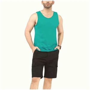 Camisetas sin mangas de cuello redondo OXLO de cuero para hombre, tallas grandes, sin costuras, de secado rápido, 100% algodón, antiencogimiento, camisetas interiores de corte alto, color liso, al por mayor - Product Image 4