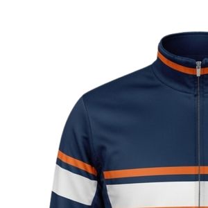 <b>Men</b> Navy Orange Hockey Activewear <b>Jacket</b> Polyester Sports <b>Jacket</b> Athletic Training Wear Team Apparel Outdoor Game Clothing - Product Image 3