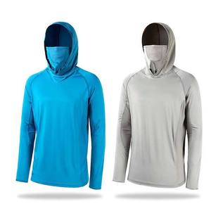 <b>Mens</b> Lightweight Hooded Fishing Shirt UPF 50 Quick Dry Solid Color Polyester <b>Long</b> <b>Sleeve</b> Pullover <b>Top</b> - Product Image 1