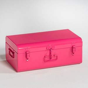 Caja de Almacenamiento Metálica Multifuncional de Gran Capacidad, Estilo Clásico Moderno Inspirado en Viajes, para Ropa y Decoración de Sala de Estar - Product Image 1