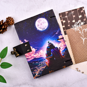 Radha Krishna Moonlight Romantic Scene <b>A5</b> Lock Diary Handmade Vintage <b>Notebook</b> 100 Pages Spiritual Journal Night Devotional Gift - Product Image 1